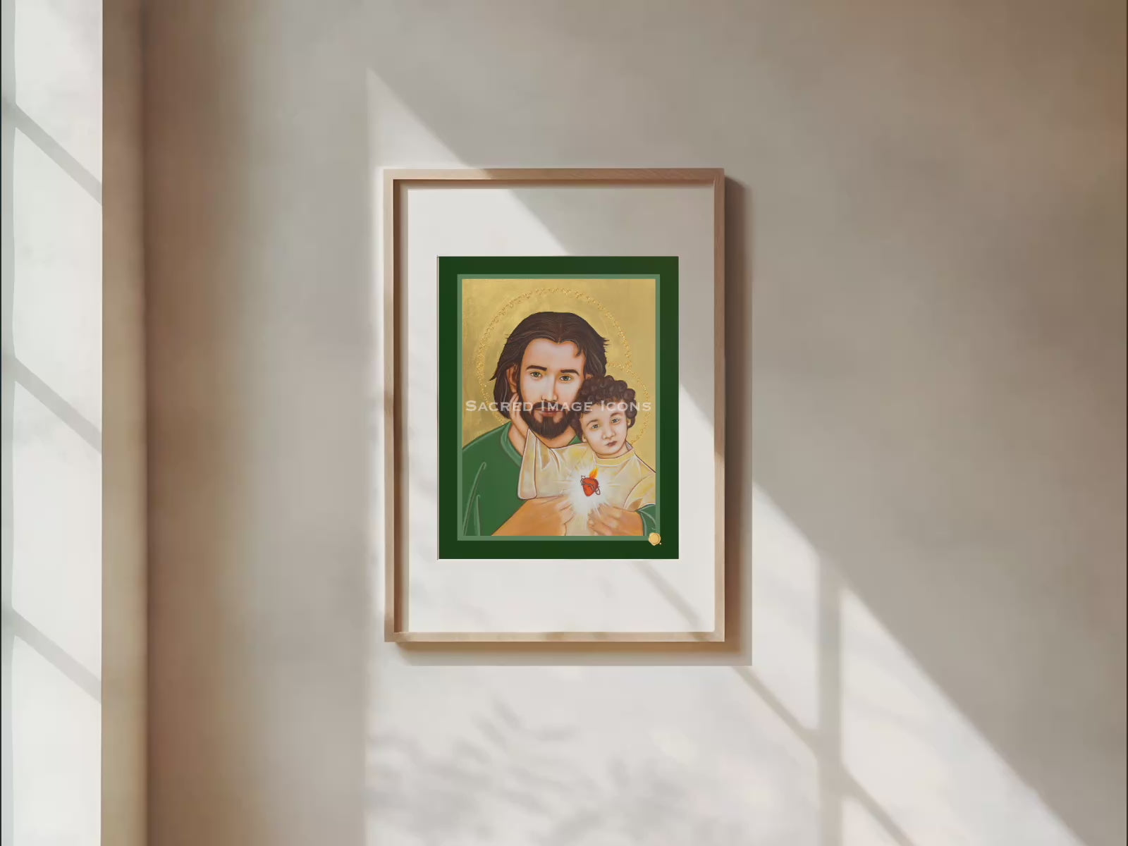 Saint Joseph and the Sacred Heart of Jesus Icon Print