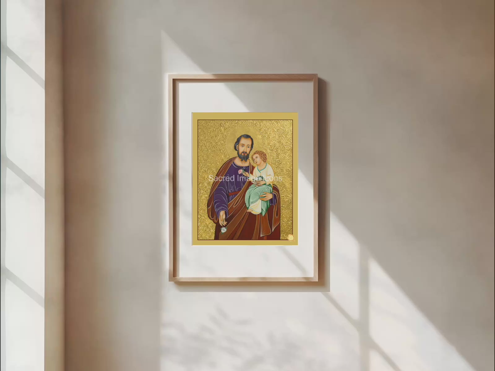 Saint Joseph and Baby Jesus 2 Icon Print