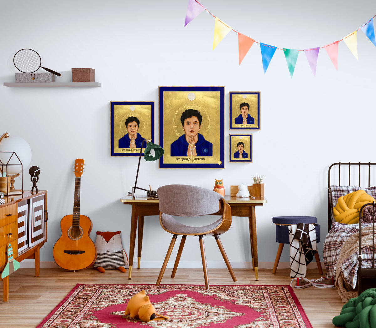 Blessed Carlo Acutis in Gold Icon Print