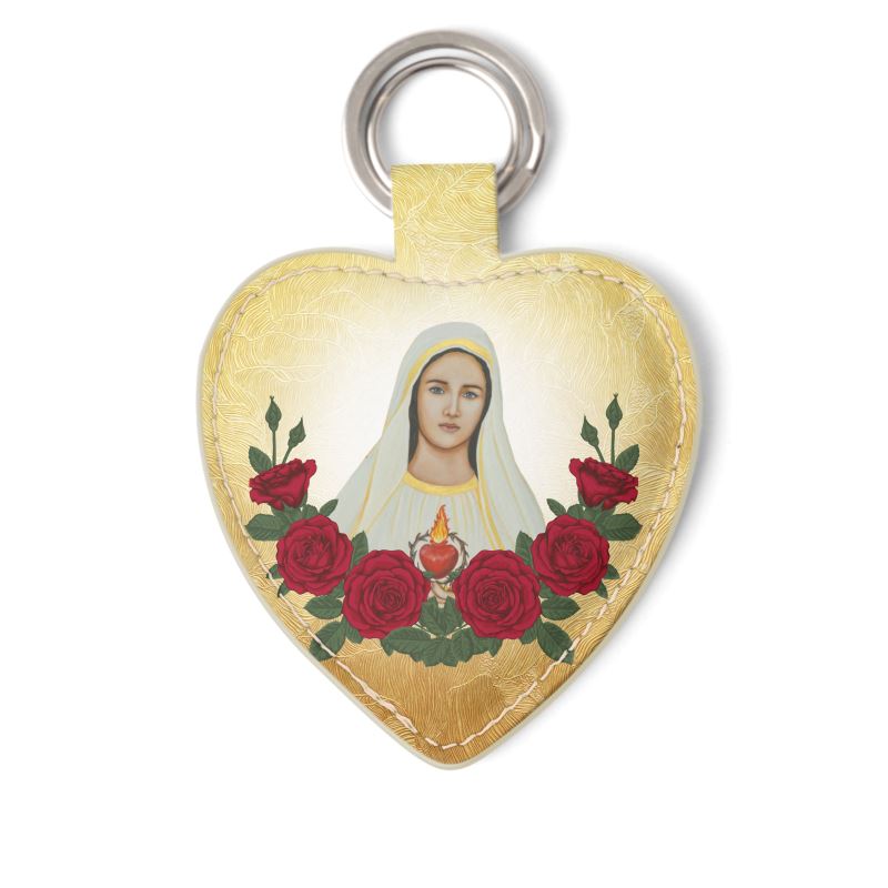 Our Lady of Fatima Genuine Leather Keyring