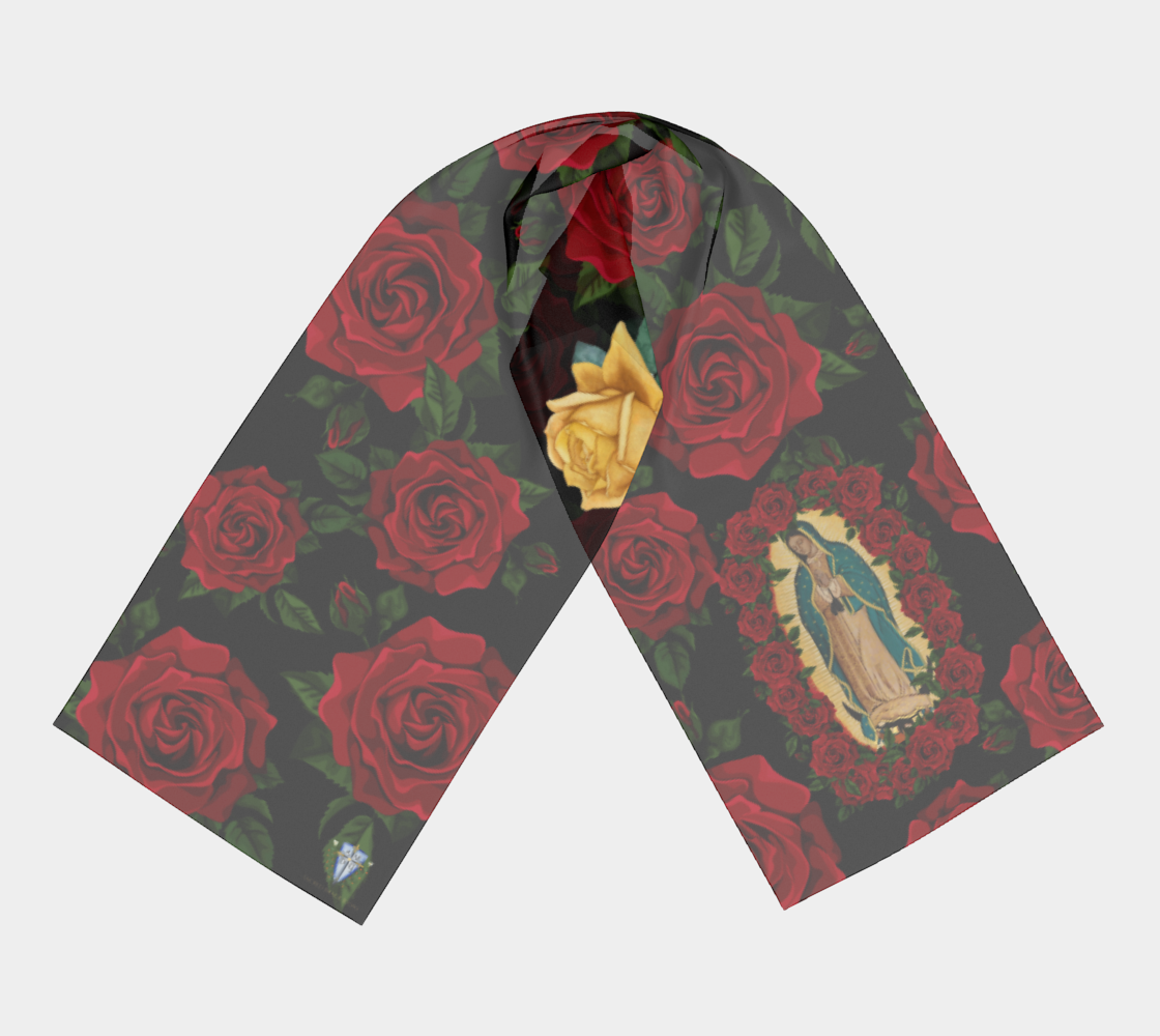 Our Lady of Guadalupe Surrounded in Roses Silk Scarf
