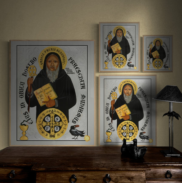 Saint Benedict Icon Print - Sacred Image Icons