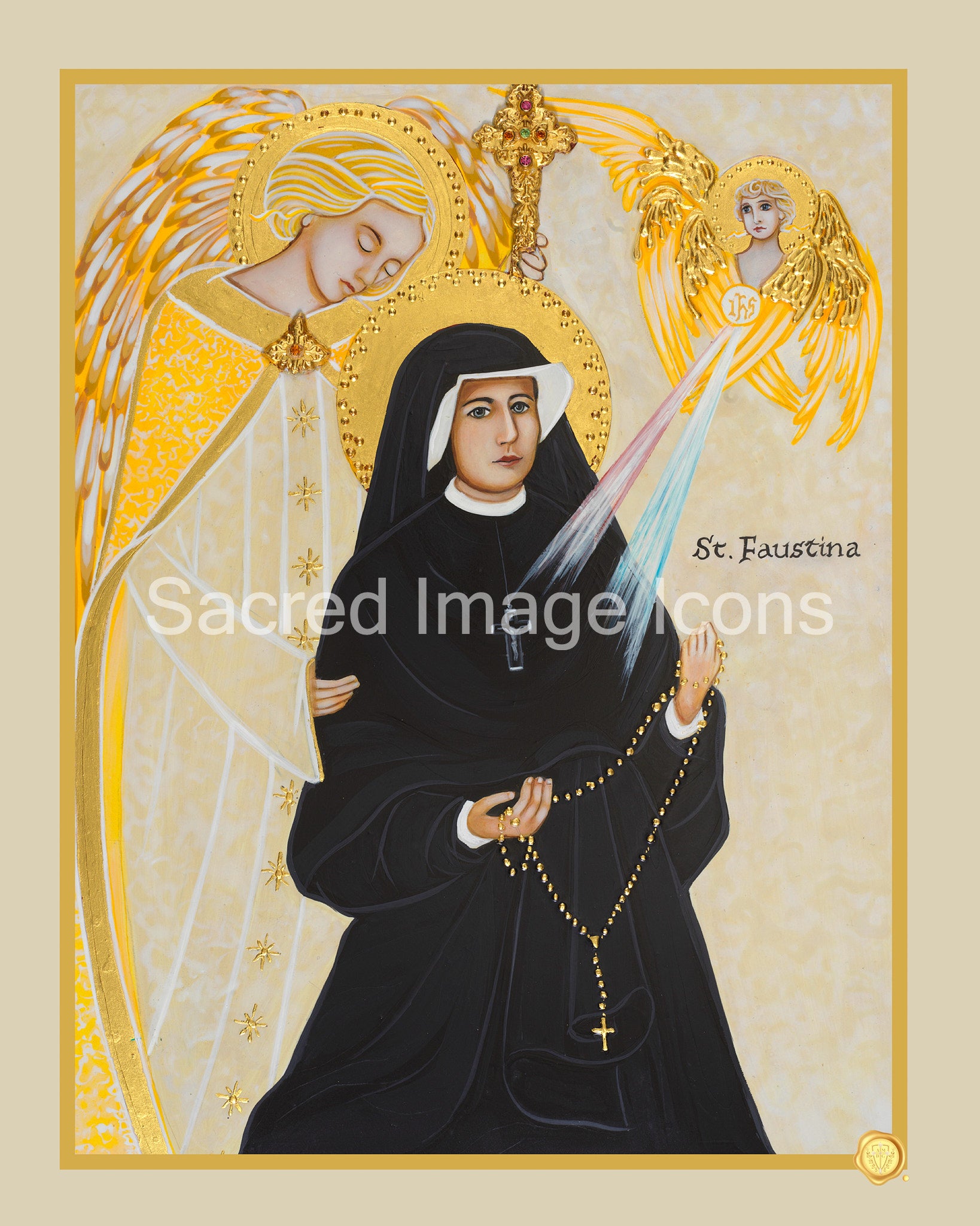 Saint Faustina and the Holy Angels Icon Print
